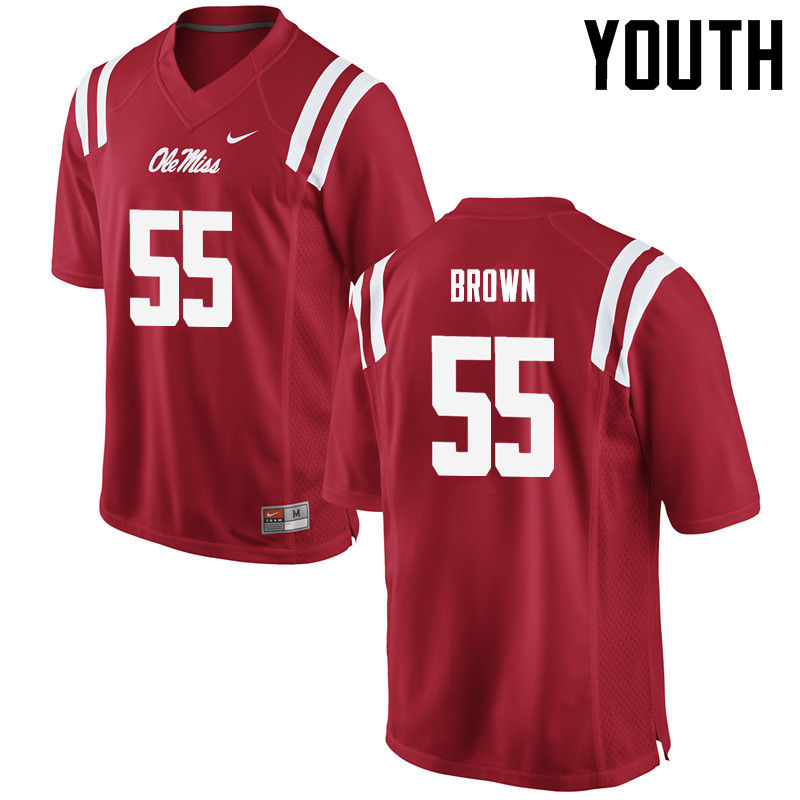 Ben Brown Ole Miss Rebels NCAA Youth Red #55 Stitched Limited College Football Jersey DZJ7358QD